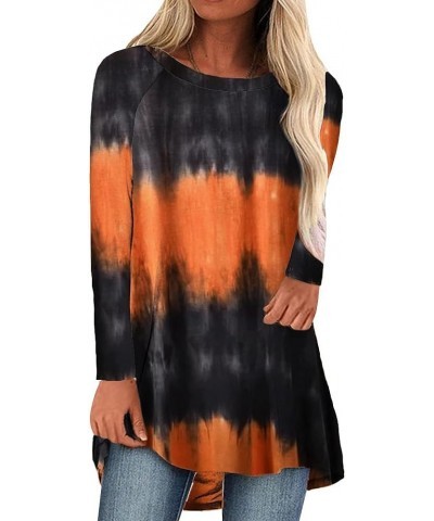 Womens Long Tunics or Tops to Wear with Leggings Short/Long Sleeve Blouses Shirts Z-o Neck Black Orange Tiedye $14.74 Tops