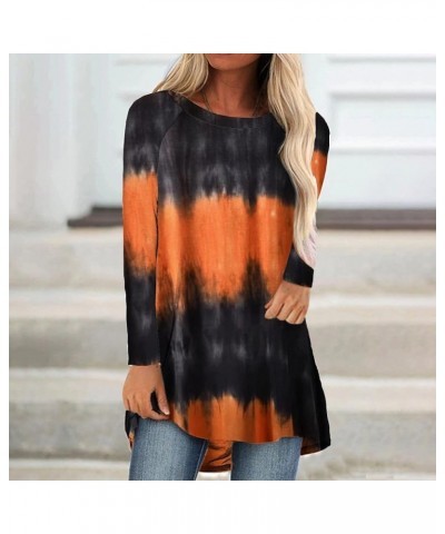 Womens Long Tunics or Tops to Wear with Leggings Short/Long Sleeve Blouses Shirts Z-o Neck Black Orange Tiedye $14.74 Tops