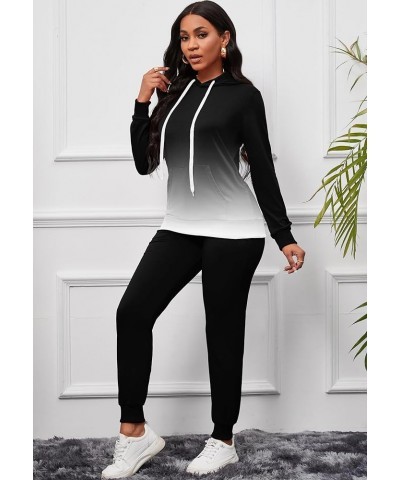 2 Piece Outfits For Women Casual Hooded Long Sleeve Drawstring Jogging Suits Tracksuits Color Gradientb $21.56 Activewear