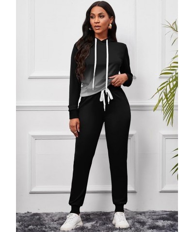 2 Piece Outfits For Women Casual Hooded Long Sleeve Drawstring Jogging Suits Tracksuits Color Gradientb $21.56 Activewear