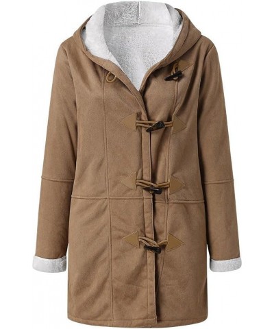 Coats for Women Dressy, Womens Winter Thicken Fleece Lined Parka Winter Coat Hooded Jacket with Pockets Overcoat Khaki $10.23...