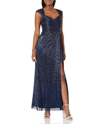 Women's Metallic Pleat Ballgown Navy Night $64.08 Dresses