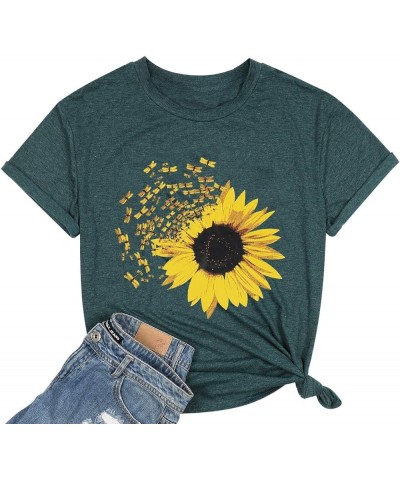 Sunflower Shirts for Women Cute Dandelion Graphics Tshirt Summer Women Short Sleeve Tee Tops Green $10.58 T-Shirts