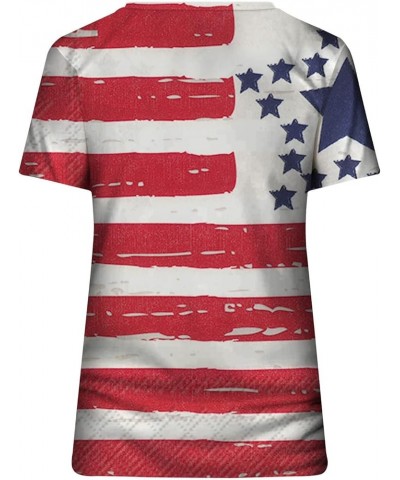 4th of July 2024 Tshirts for Women Fashion American Flag Top Patriotic Stars Stripes T-Shirts Independence Day Blouses White ...