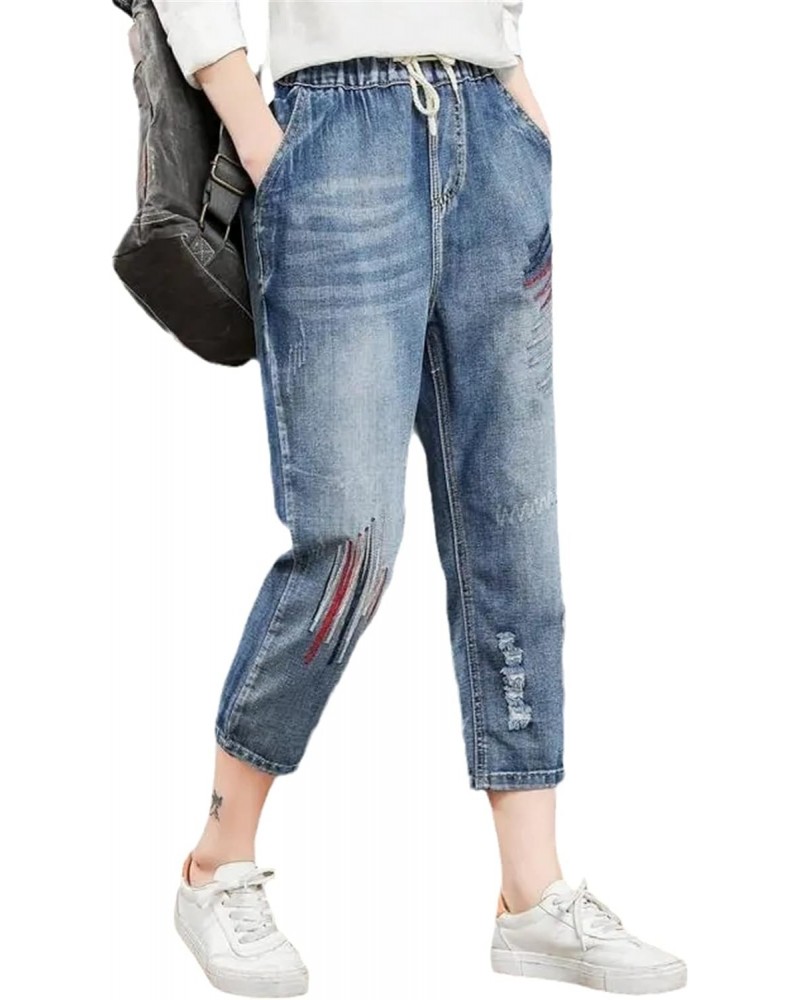 Capris Womens High Waist Jeans Woman Denim Pant Vintage Loose 106 XL $24.16 Jeans