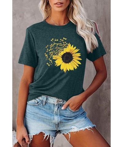 Sunflower Shirts for Women Cute Dandelion Graphics Tshirt Summer Women Short Sleeve Tee Tops Green $10.58 T-Shirts