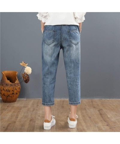 Capris Womens High Waist Jeans Woman Denim Pant Vintage Loose 106 XL $24.16 Jeans