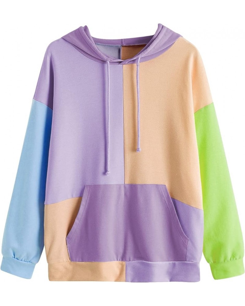 Womens Long Sleeve Floral Print Pullover Hoodie Sweatshirt Tops Purple Blue Green $17.09 Hoodies & Sweatshirts