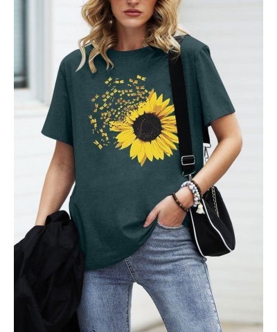 Sunflower Shirts for Women Cute Dandelion Graphics Tshirt Summer Women Short Sleeve Tee Tops Green $10.58 T-Shirts