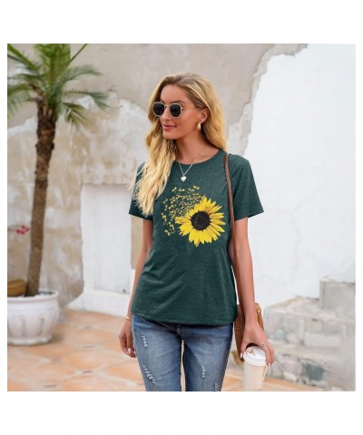 Sunflower Shirts for Women Cute Dandelion Graphics Tshirt Summer Women Short Sleeve Tee Tops Green $10.58 T-Shirts