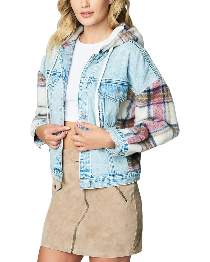 Womens Plaid Denim Patchwork Jacket Multi $48.06 Jackets