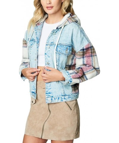 Womens Plaid Denim Patchwork Jacket Multi $48.06 Jackets