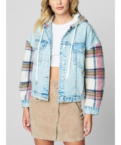 Womens Plaid Denim Patchwork Jacket Multi $48.06 Jackets