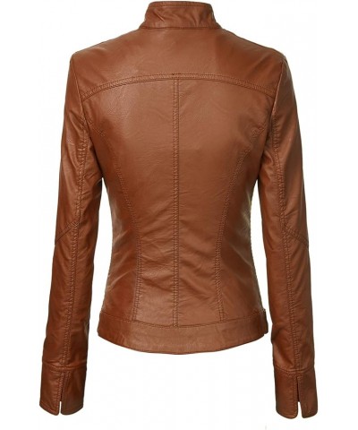 Women's Faux leather Motocycle Biker Jacket Coat Wjc747_camel $31.26 Coats