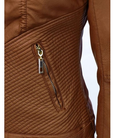 Women's Faux leather Motocycle Biker Jacket Coat Wjc747_camel $31.26 Coats