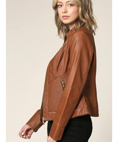 Women's Faux leather Motocycle Biker Jacket Coat Wjc747_camel $31.26 Coats