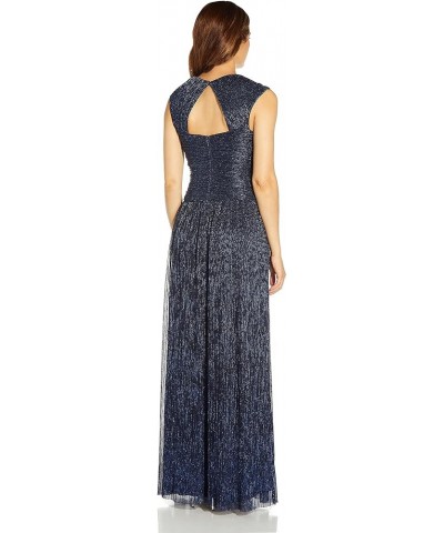 Women's Metallic Pleat Ballgown Navy Night $64.08 Dresses