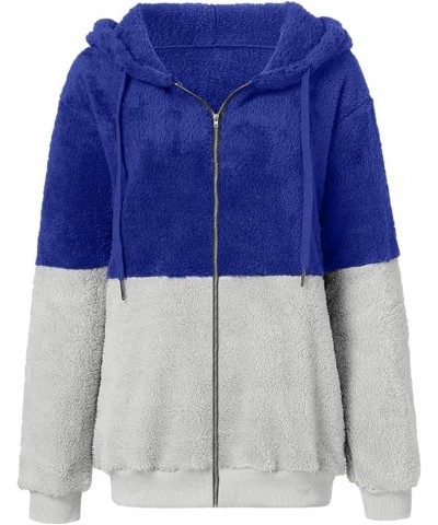 Zipper Hoodies For Women Trendy Oversized Casual Sherpa Pullover Fuzzy Fleece Hoodie Outwear Coat with Pocket New-10-blue $7....