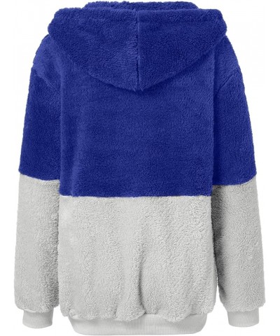 Zipper Hoodies For Women Trendy Oversized Casual Sherpa Pullover Fuzzy Fleece Hoodie Outwear Coat with Pocket New-10-blue $7....