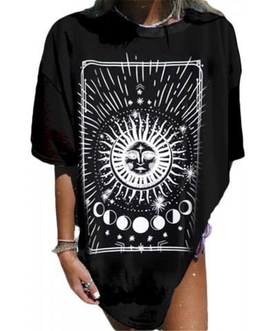 Womens Round Neck Oversized Tshirts Loose Casual Summer Shirts Junior Tops Boyfriend Graphic Tees Tblack $11.00 T-Shirts