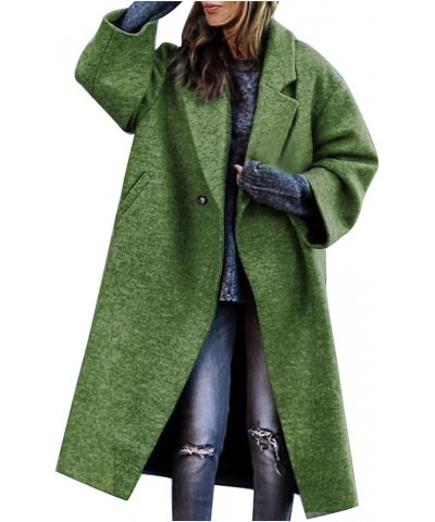 Womens Coatigan Plus Size Notched Collar Loose Fit Trench Coats Knee Length Solic Lounge Overcoat Green 4 $11.39 Coats