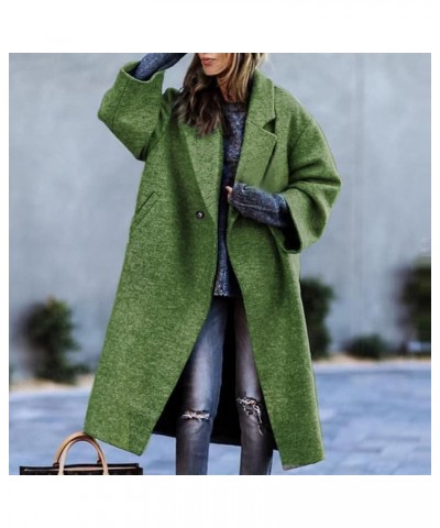 Womens Coatigan Plus Size Notched Collar Loose Fit Trench Coats Knee Length Solic Lounge Overcoat Green 4 $11.39 Coats