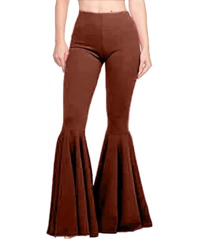 Women's Fashion Flare Yoga Leggings High Waist Wide Leg Bell Bottom Trousers Stretch Palazzo Pants Coffe $13.24 Pants