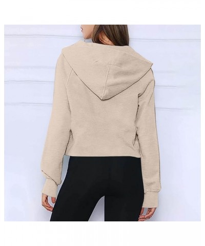 Womens Fall Fashion 2023 Sweatshirts Half Zip Cropped Pullover Quarter Zipper Hoodies Fall Outfits Clothes Thumb Hole H02khak...