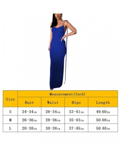 Women Maxi Dress Sexy Backless Draped Elegant Sleeveless Spaghetti Strap Evening Long Dress for Club Party Beach Blue $22.02 ...