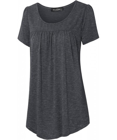 Women's Scoop Neck Pleated Blouse Top Tunic Shirt Black $18.59 Tops