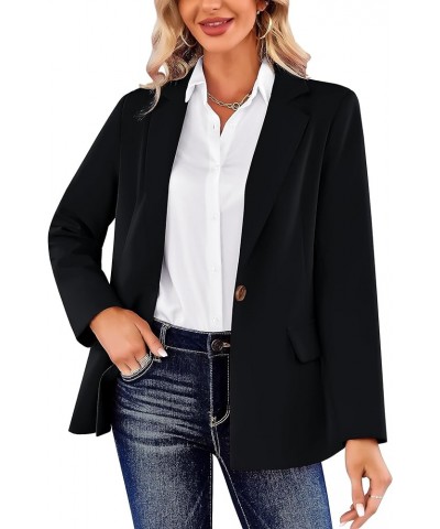 Women's Casual Blazers Open Front Long Sleeve Work Suit Office Blazer Lapel Button Jacket with Pockets Black $13.99 Suits