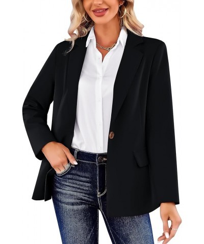 Women's Casual Blazers Open Front Long Sleeve Work Suit Office Blazer Lapel Button Jacket with Pockets Black $13.99 Suits