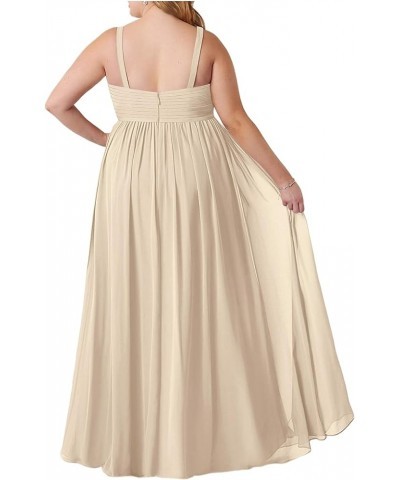 LCSEWIDY Floor-Length Chiffon Bridesmaid Dress - Sleeveless V-Neck A-Line/Princess Gown with Pleated Details and Leg Slit Cha...