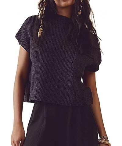 Women Knit Crop Top Sleeveless Solid Color Ribbed Vest Tank Cami Top Going Out Sweater Pullover Top Summer Outfits Black $11....