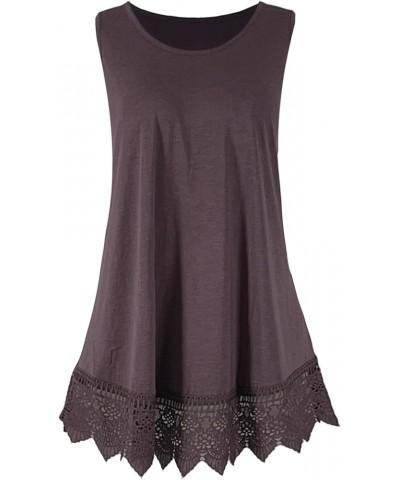 Long Flowy Lace Bottom Sleeveless Tunic Top for Women Bracken $12.99 Tops