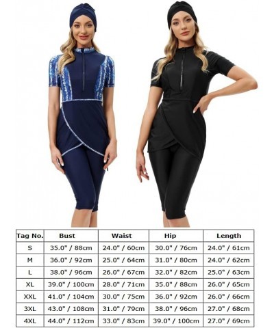 Muslim Swimsuits for Women Full Coverage Swimwear Modest Islamic Hijab Ladies Burkini Swim Suit Beachwear Swimming D-blue $20...