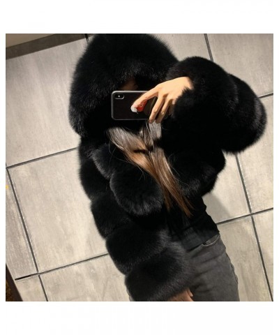 Coats for Womens Fashion Imitation Faux Fox Fur Coat Splicing Cashmere Jacket Loose Soft Casual Overcoat Black $26.68 Coats