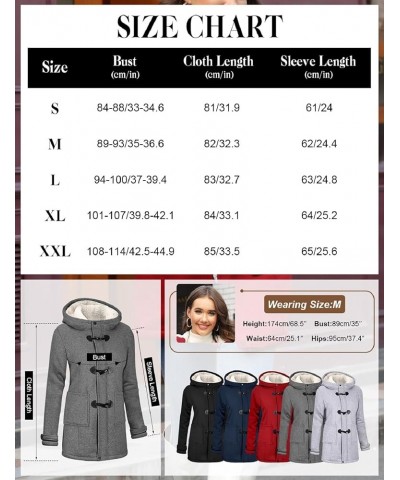 Womens Sherpa Lined Coats Winter Warm Fashion Horn Button Fleece Thicken Hooded Casual Jackets Long Sleeve Outerwear Dark Gre...