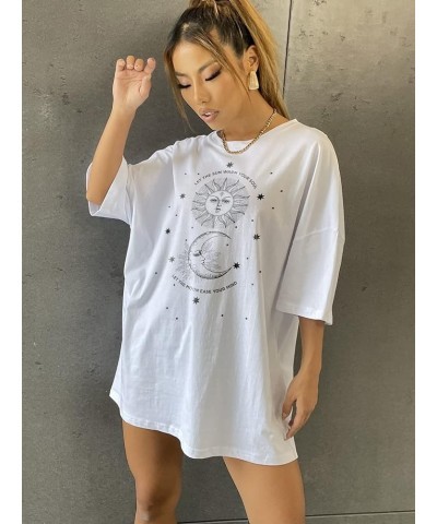 Graphic Tees for Women Summer Casual Letter Print Short Sleeve T Shirt Loose Oversized Tee Tops White Graphic Print $13.74 T-...