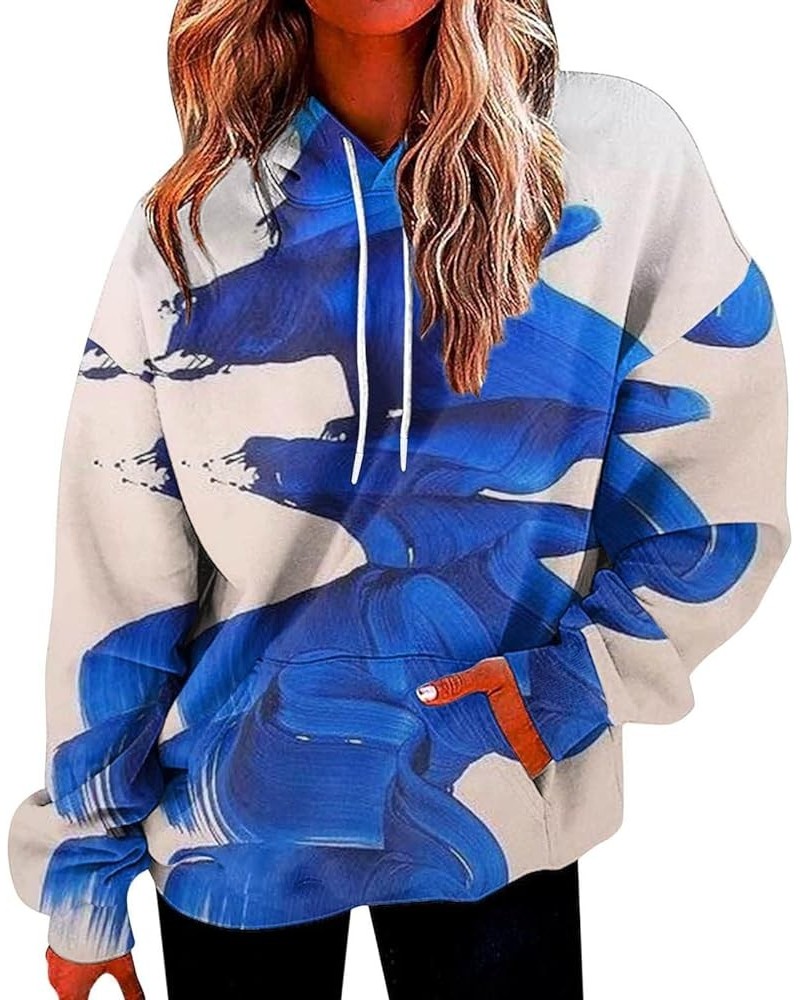 Women's Hoodie Graphic Y2K Casual Hoodies Long Sleeve Printed Top Sweaters Sweatshirts Fall Aesthetic Clothes 2-blue $10.22 H...