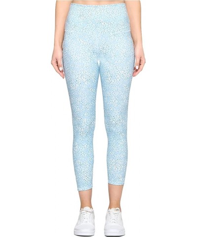 High Waisted Leggings for Women - 7/8 Length Athletic Tummy Control Yoga Pants for Workout Baby Blue Cheetah $11.75 Activewear