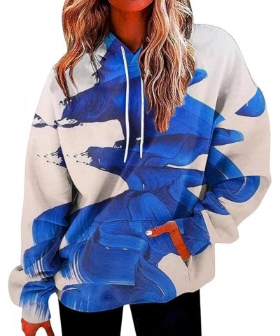 Women's Hoodie Graphic Y2K Casual Hoodies Long Sleeve Printed Top Sweaters Sweatshirts Fall Aesthetic Clothes 2-blue $10.22 H...