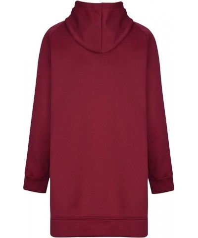 Women's Casual Long Hoodies Oversized Thick Fleece Solid Color Hooded Sweatshirt Pullover Side Split High Low Hem Tops Wine $...