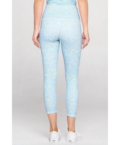 High Waisted Leggings for Women - 7/8 Length Athletic Tummy Control Yoga Pants for Workout Baby Blue Cheetah $11.75 Activewear