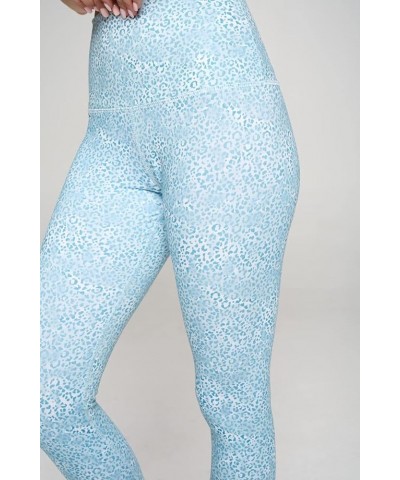 High Waisted Leggings for Women - 7/8 Length Athletic Tummy Control Yoga Pants for Workout Baby Blue Cheetah $11.75 Activewear