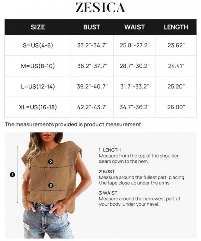 Women's Short Sleeve Tunic Tops Casual Crew Neck Sleeveless Solid Pullover Sweaters Basic Loose Knit Sweater Vest Camel $16.4...