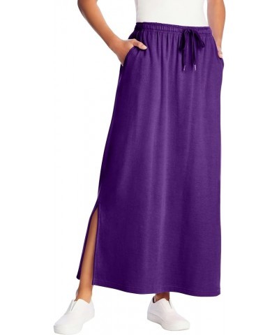 Women's Plus Size Petite Sport Knit Side-Slit Skirt Purple Orchid $17.23 Skirts