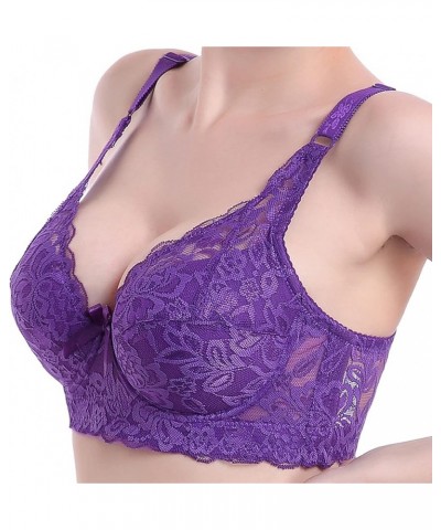 Minimizer Bras for Women Full Coverage Underwire Bras Plus Size,Lifting Lace Trim Bra for Heavy Breast Compression Bras Z2402...