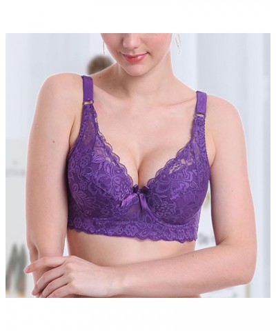 Minimizer Bras for Women Full Coverage Underwire Bras Plus Size,Lifting Lace Trim Bra for Heavy Breast Compression Bras Z2402...