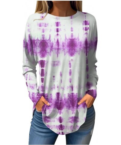 Long Sleeve Shirts For Women,Women'S Casaual Print Tunic Trendy Crewneck Long Blouse Tops For Leggings 3-light Purple $5.87 U...